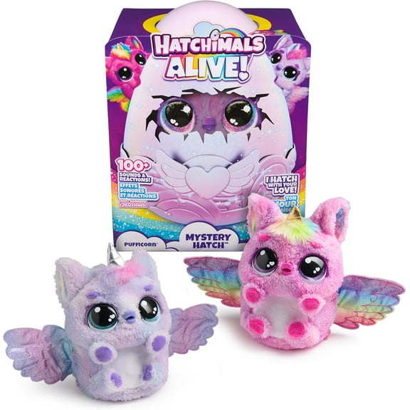Hatchimals Alive, Mystery Hatch Pufficorn, Surprise Interactive Toy & Egg with Mist, Lights & Sounds (Styles Vary), Kids Toys for Girls & Boys