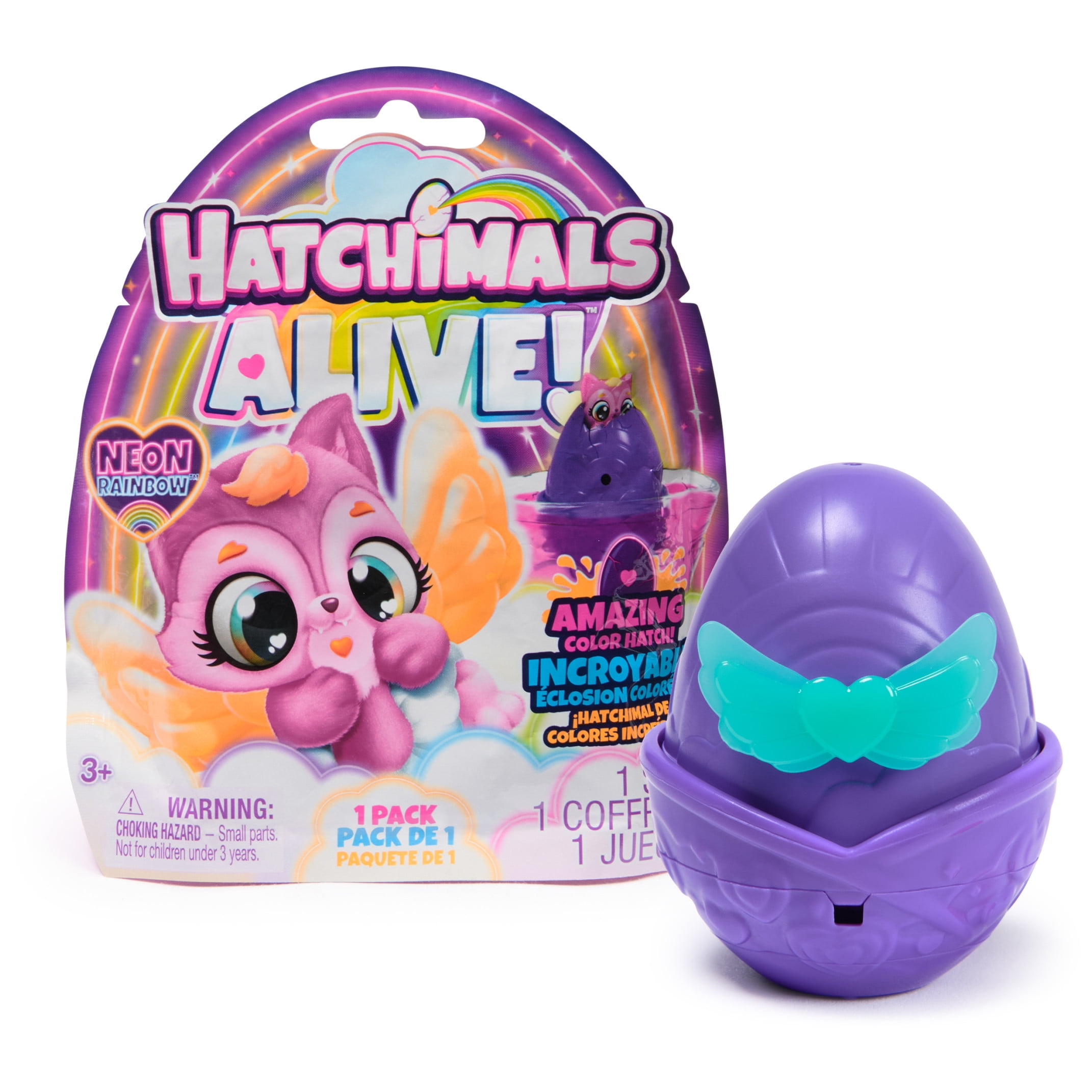 Hatchimals Alive, Neon Rainbow 1-Pack Surprise Figure in Egg, for Ages 3 and up (Styles Vary)