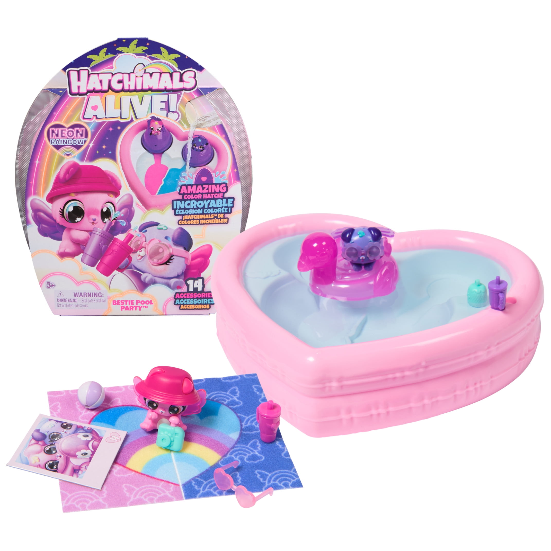 Hatchimals Alive, Neon Rainbow Bestie Pool Party with 2 Figures