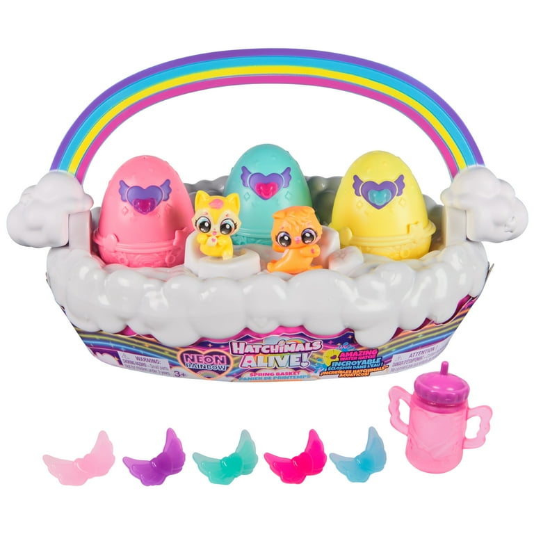 Hatchimals Neon Rainbow Spring Basket with 5 Self-Hatching Eggs