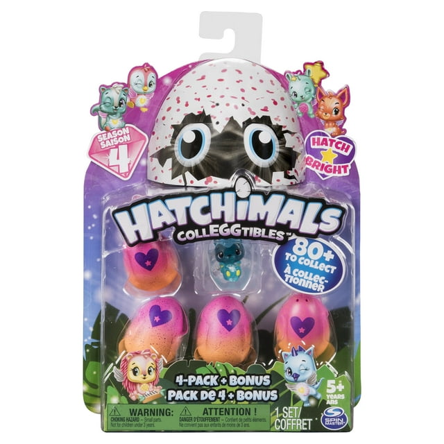 Hatchimals CollEGGtibles, 4 Pack + Bonus, Season 4 Hatchimals CollEGGtible, for Ages 5 and up (Styles and Colors May Vary)