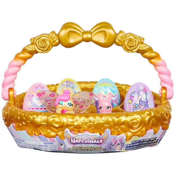 Hatchimals CollEGGtibles, Bunny Family Spring Basket (Gold/Pink)