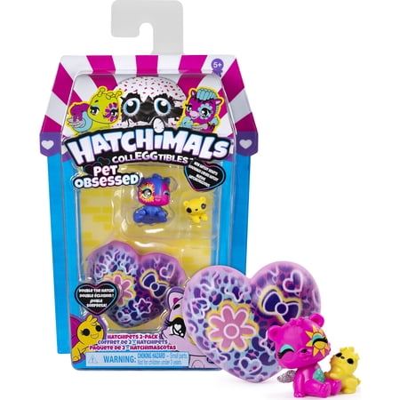 Hatchimals CollEGGtibles, Pet Obsessed HatchiPets Doll Playset, 3 Pieces (Styles May Vary)
