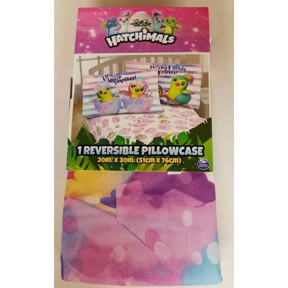 Hatchimals Easter Multicolored Reversible Pillowcase 20X30 Let Hatch Together 3+