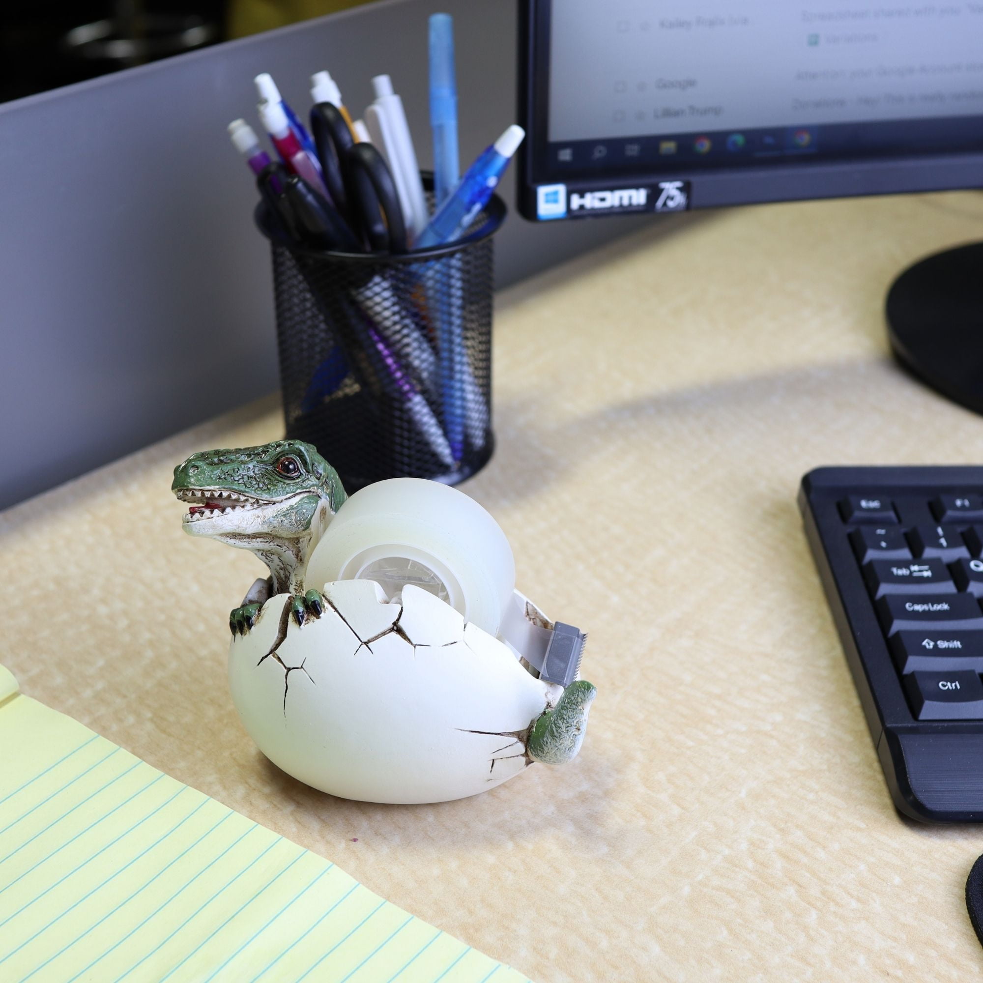 Hatching Dinosaur Tape Dispenser, Office Supplies and Gifts, 6 Inch x 5 Inch x 4 Inch