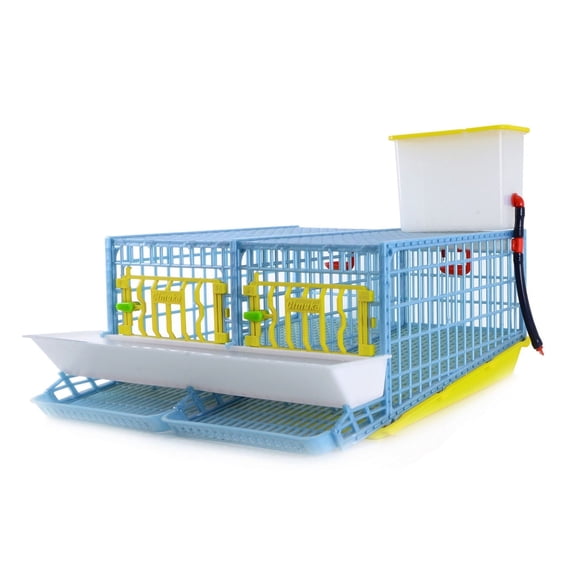 Cimuka Quail Breeding Cage, 2 Section Indoor Coop, PP Plastic, Rust-Free, Removable Divider, Easy Clean Design for Egg Collection