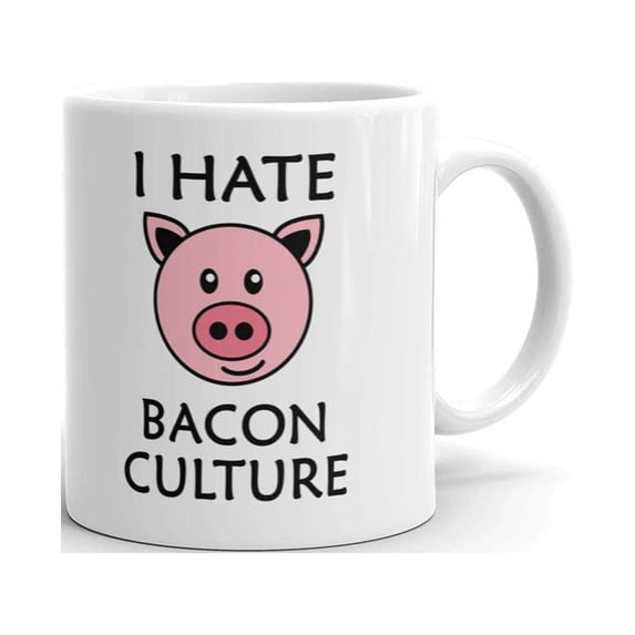 Hate Bacon Culture Vegan Pro Animal Coffee Tea Ceramic Mug Office Work Cup Gift 15oz