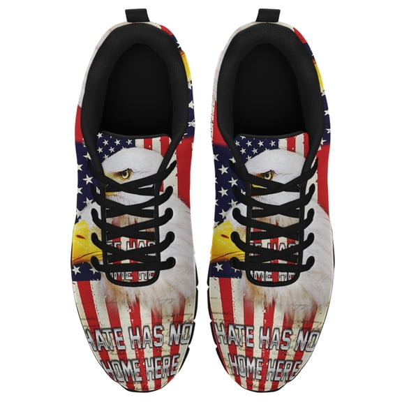 Hate Has No Home Here American Flag Running Shoes Sneakers Mesh Black Size 3.5