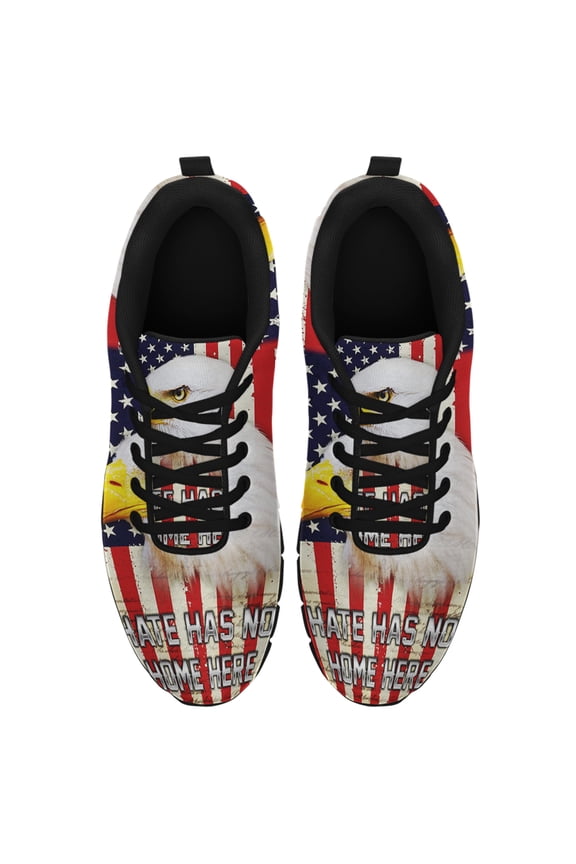Hate Has No Home Here American Flag Running Shoes Sneakers Mesh Black Size 3.5