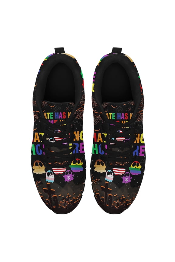 Hate Has No Home Here Halloween Running Shoes Sneakers Mesh Black Size 3.5