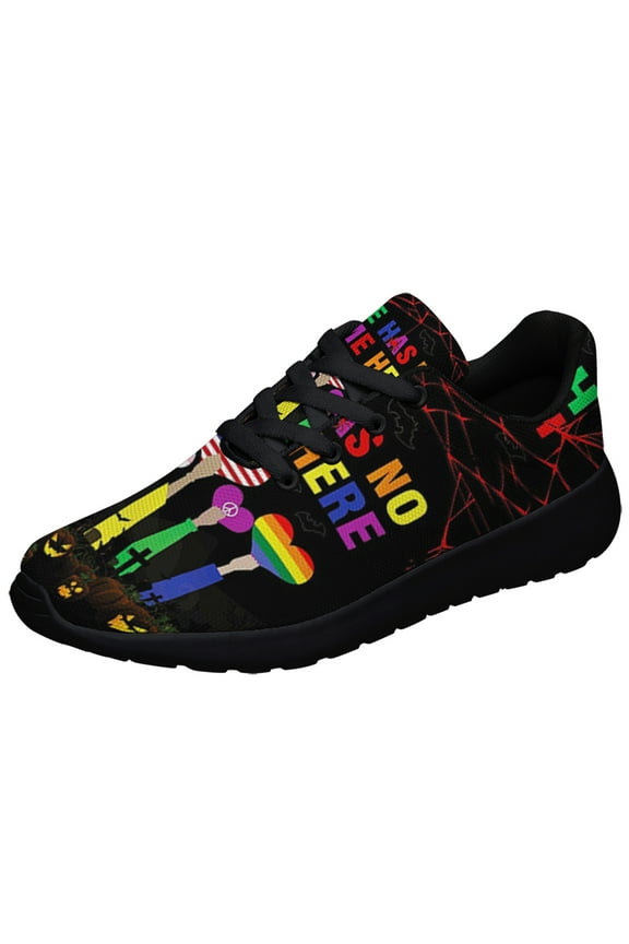 Hate Has No Home Here LGBT Pumpkin Halloween Shoes Sneakers for Women Men Black Size 8