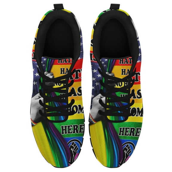 Hate Has No Home Here Lgbt Pride Running Shoes Sneakers Mesh Black Size 3.5