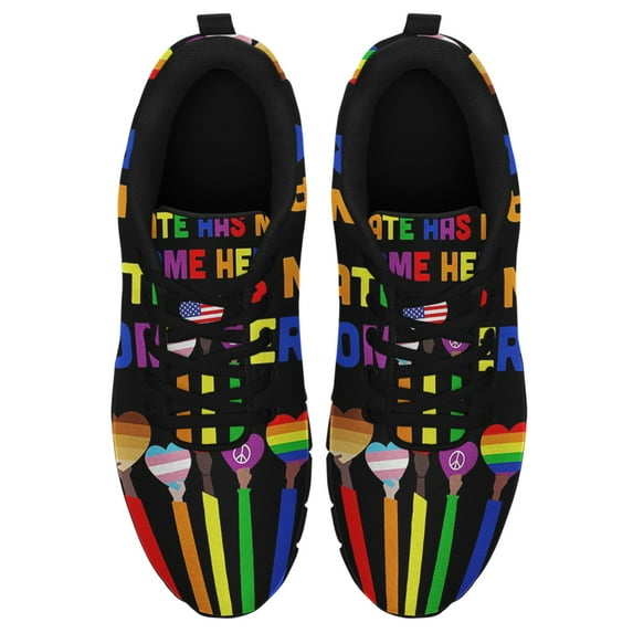 Hate Has No Home Here Lgbt Running Shoes Sneakers Mesh Black Size 3.5