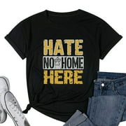 Hate Has No Home Here Round Neck Shirt Black S