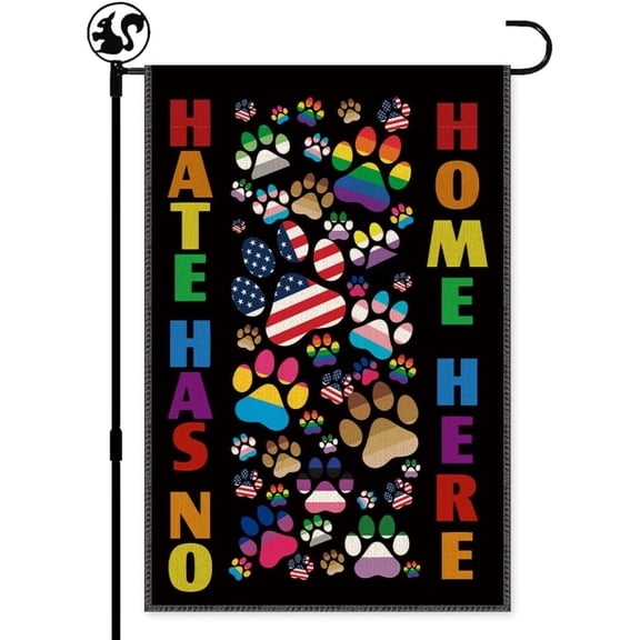 Hate Has No Home Here Welcome Garden Flag Gifts, Double Sided Farmhouse Lawn Outdoor Decor Yard Flags for LGBTQ Lesbian Gay Transgender, LGBTQ BLM Feminism Sign, Pride Garden Flag Gifts