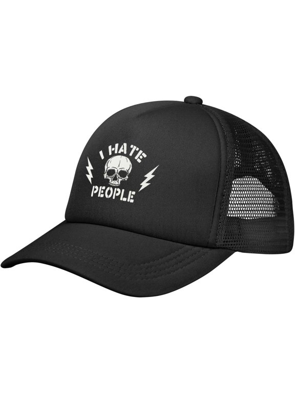 Hate People Mesh Back Hat for Men Women Adjustable Fashion Baseball Cap Black Summer Hat