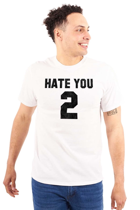 Hate You 2 Too Ironic Sports Jersey Plus Size Crewneck Graphic Tee Shirt Brisco Brands 5X