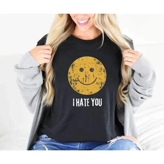 Hate You Retro Smiley Face T-Shirt Vintage