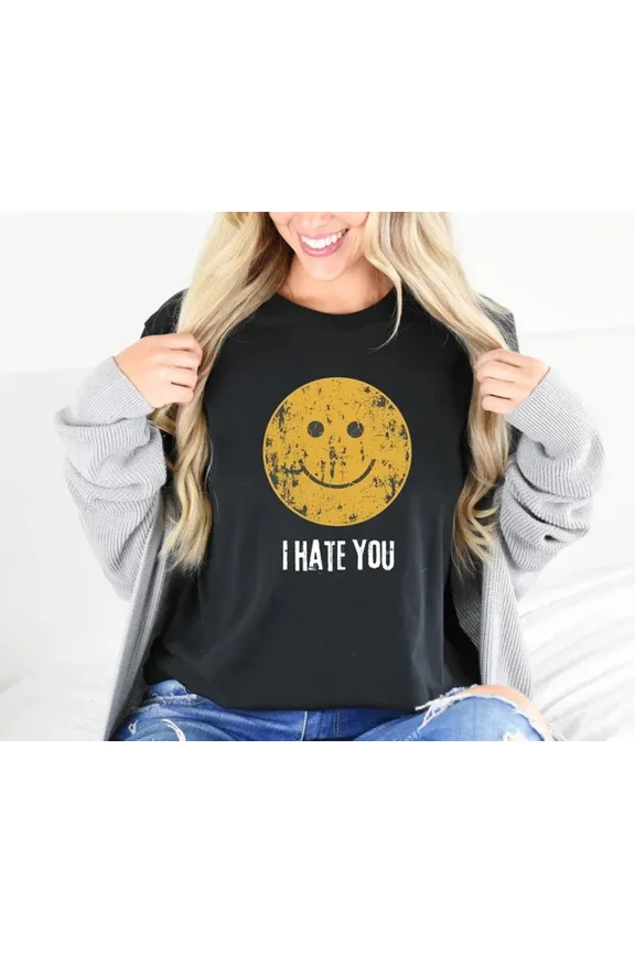 Hate You Retro Smiley Face T-Shirt Vintage