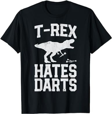 Hates Darts Funny Dart Player Dinosaur Gifts Men Sport T-Shirt ...