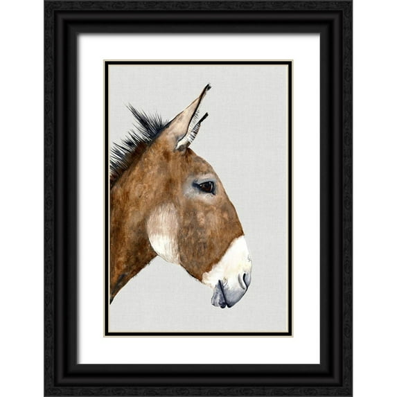 Hatfield, Jodi 23x32 Black Ornate Wood Framed with Double Matting Museum Art Print Titled - Brown Donkey