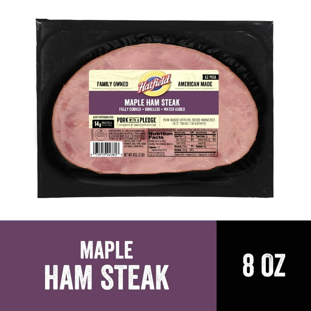 Hatfield, Pork, Boneless, Fully Cooked, Ham Steak Maple, 8oz