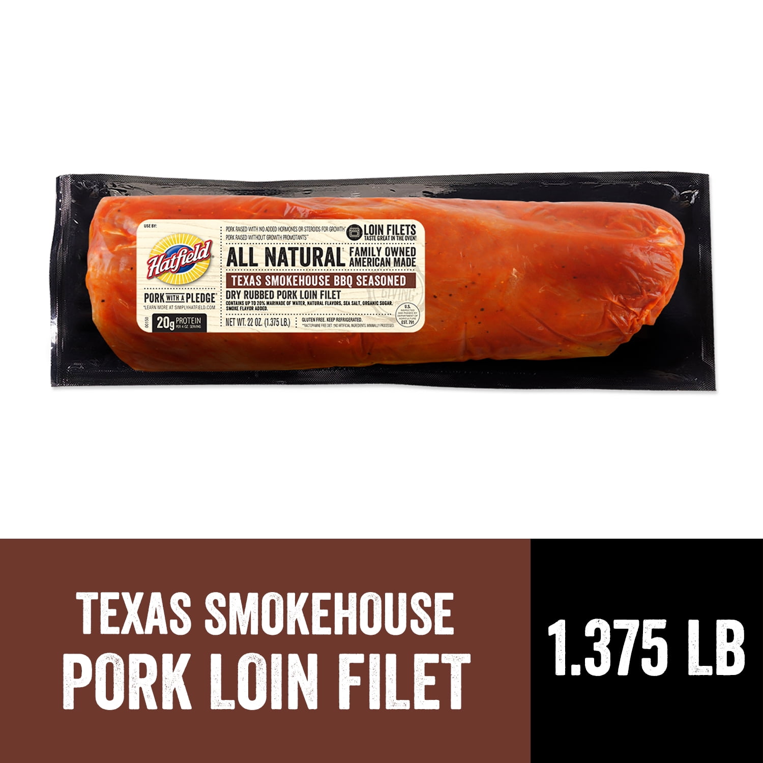 Hatfield Texas Smokehouse Pork Loin Fillet, BBQ Seasoned Dry Rub, Fresh