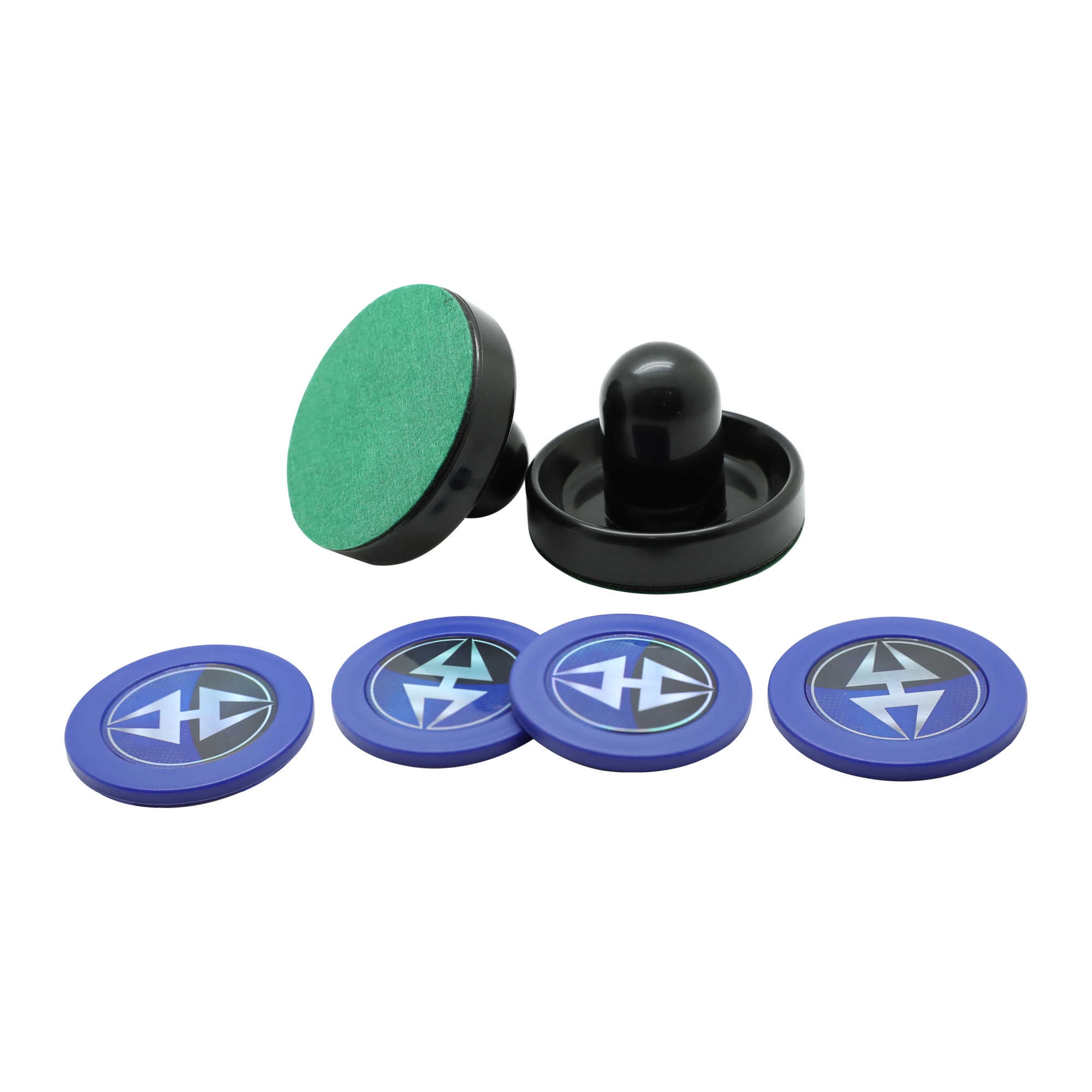 Black and Green ABS Plastic Air Hockey Strikers and Pucks Set