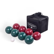 Hathaway Bocce Ball Set - Includes 8 3.5" Resin Bocce Balls, a 1.5" Pallino Ball, Official Rule Book, Nylon Carrying Bag - Basic Bocce Ball Game Set for Beach Outings, Backyards, More