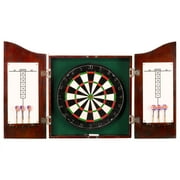 Hathaway CenterPoint Solid Wood Dartboard and Cabinet Set - Dark Cherry Finish