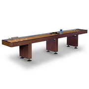 Hathaway Challenger Shuffleboard Table w Walnut Finish, Hardwood Playfield, Storage Cabinets