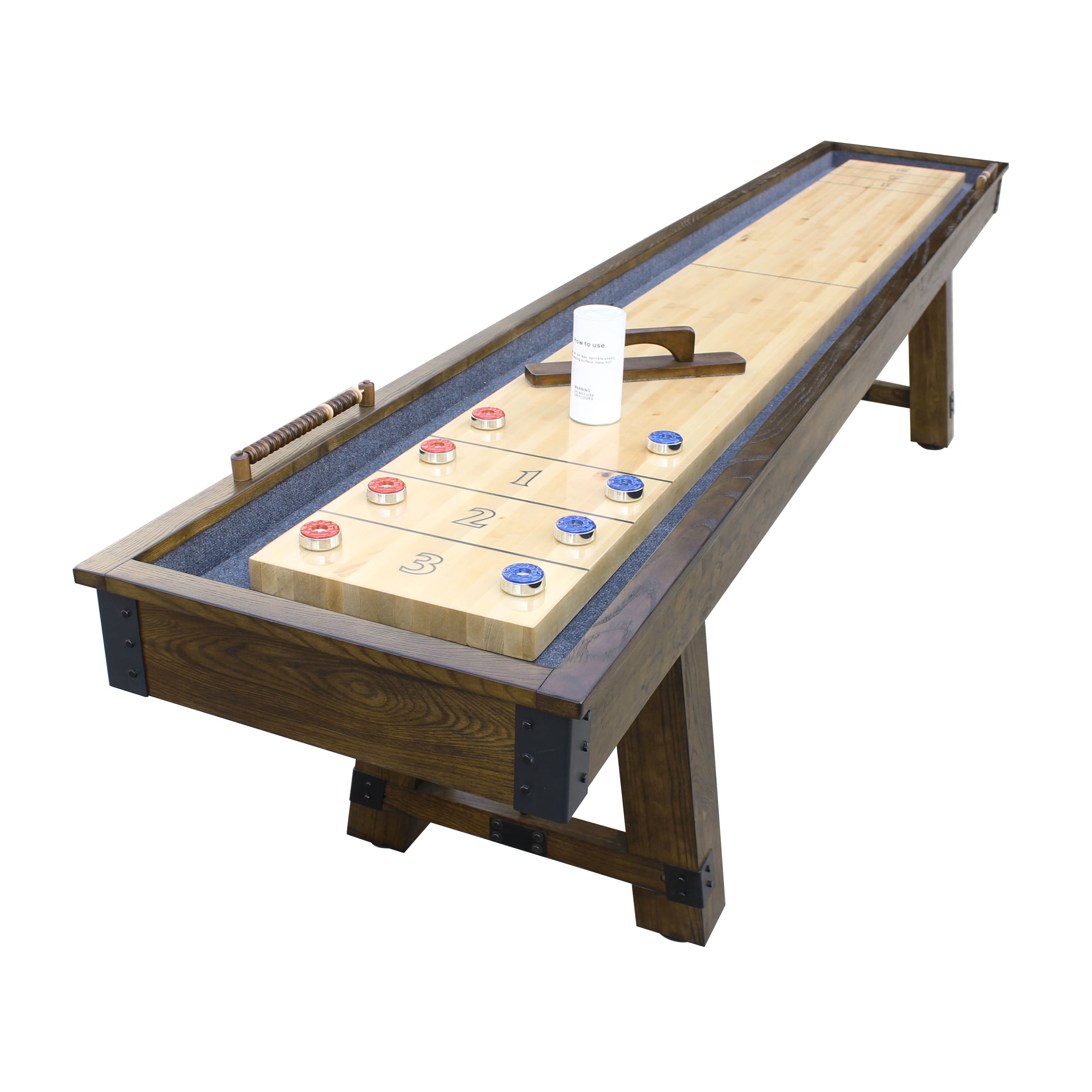 Cheyenne 12-ft Rustic Oak Shuffleboard Table with Hardwood Legs