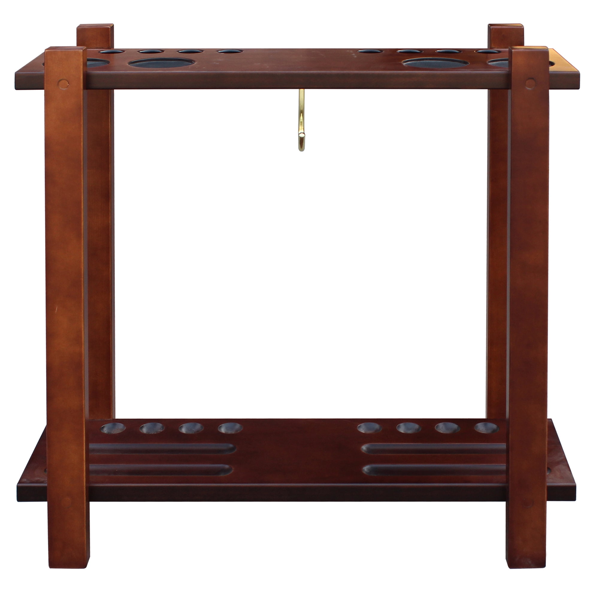 Hathaway Classic Floor Billiard Pool Cue Rack - Hardwood, Holds 10 Cues & Balls, 4 Drink Holders
