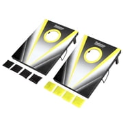 Hathaway Compact Cornhole Bean Bag Toss Game Set   Includes 2 Target Boards, 8 Bean Bags in Black and Yellow, and Carrying Case   Portable Cornhole Board Set for Outdoor Games