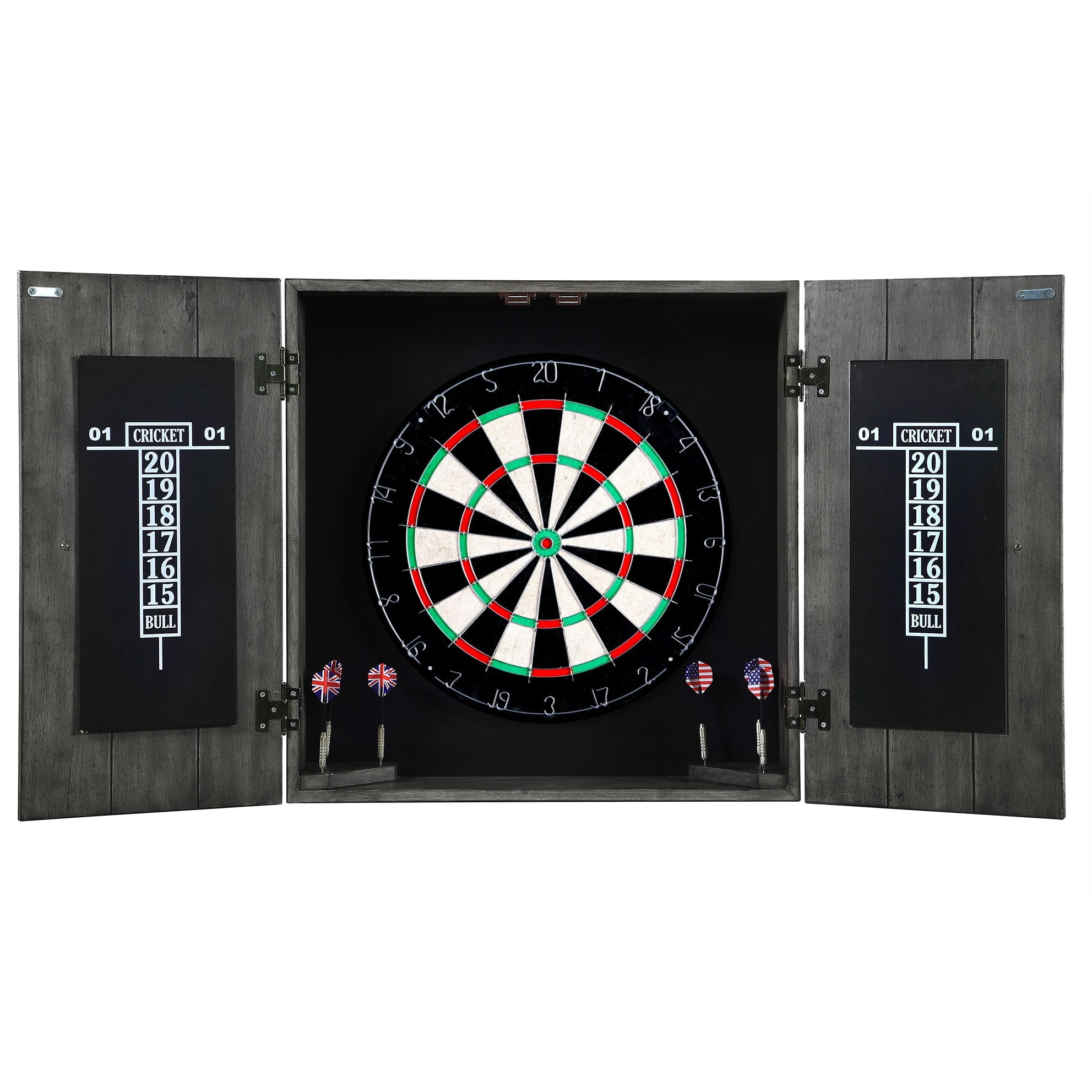 Drifter Timberwood Solid Poplar Dartboard Cabinet Set with Darts