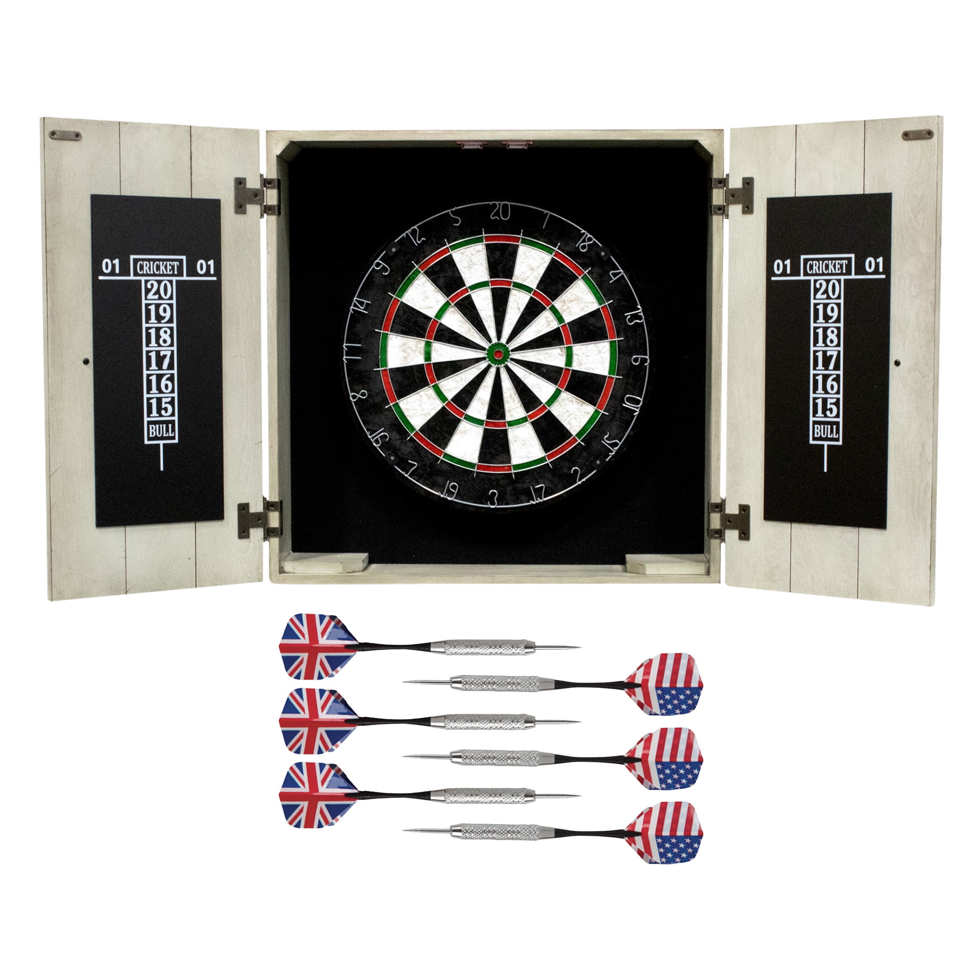 Drifter Timberwood Solid Poplar Dartboard Cabinet Set with Darts