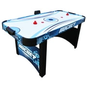 Hathaway Enforcer 5.5 Ft Air Hockey Table for Family Game Room - With LED Scoring, High-Output Blower, Manual Backup, Strikers & Pucks - Blue and White Finish