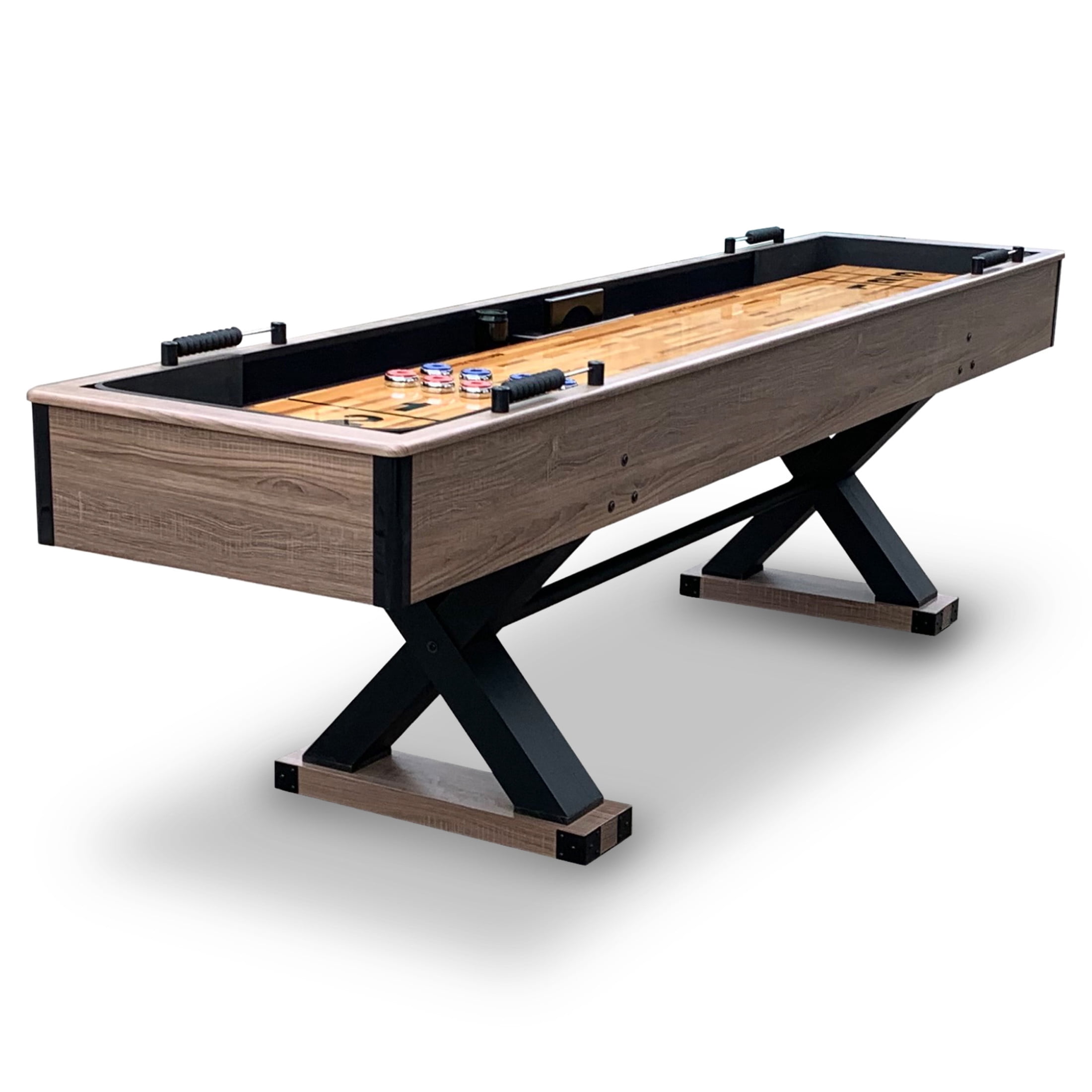 Hathaway Excalibur 9 Ft. Shuffleboard Game Table, Rustic Driftwood