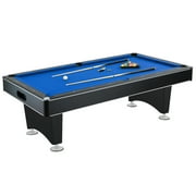 Hathaway Hustler 8ft Pool Table for Game Room   Billiard Table with Poly-Coated Playfield, Ball Return System, Leg Levelers   Includes Cues, Pool Balls, Chalk, Triangle, Brush   Black & Blue