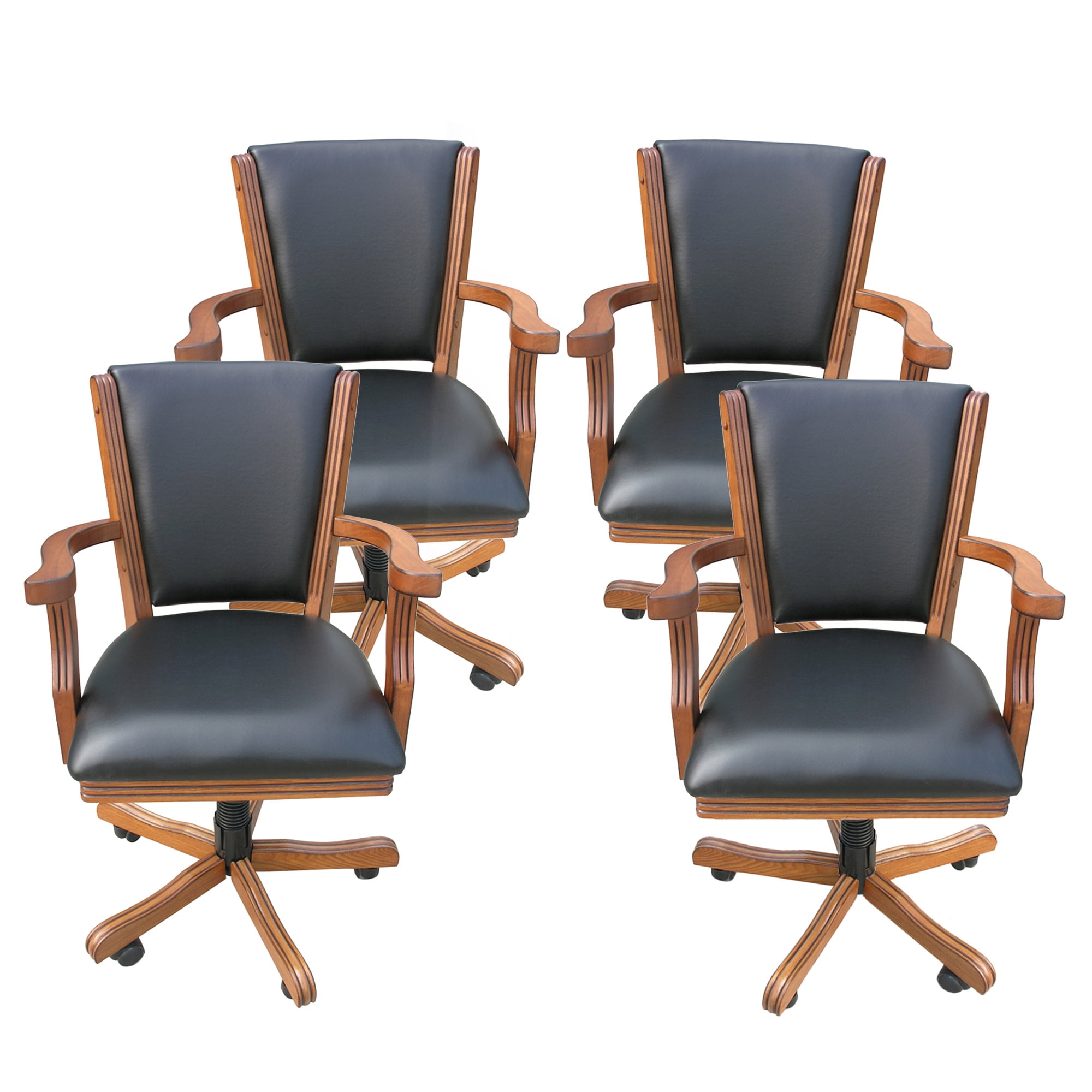 Hathaway Kingston Hardwood Solid Print Swivel Armchair, Honey Oak (Set of 4)