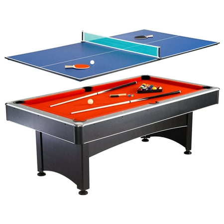 Hathaway Maverick 7-Foot Pool and Table Tennis Game with Red Felt, 84-in l x 46-in w