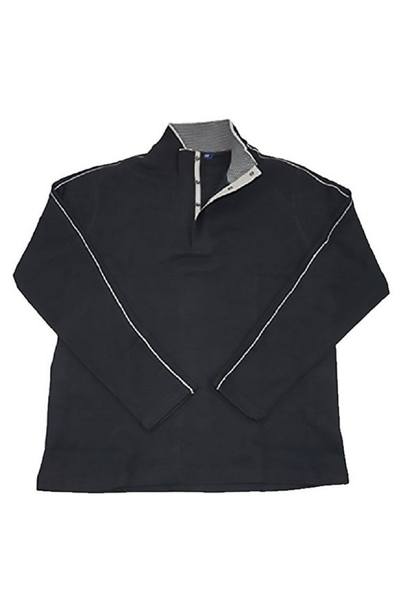 Mens Ribbed Knit Sweater, Black, White Stripe Medium