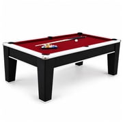 Hathaway Mirage 7.5ft Pool Table for Game Room   Billiard Table with Poly-Coated Non-Slate Playfield, Drop Pockets & Leg Levelers   Includes Cues, Pool Balls, Chalk, Triangle & Brush   Black & Silver