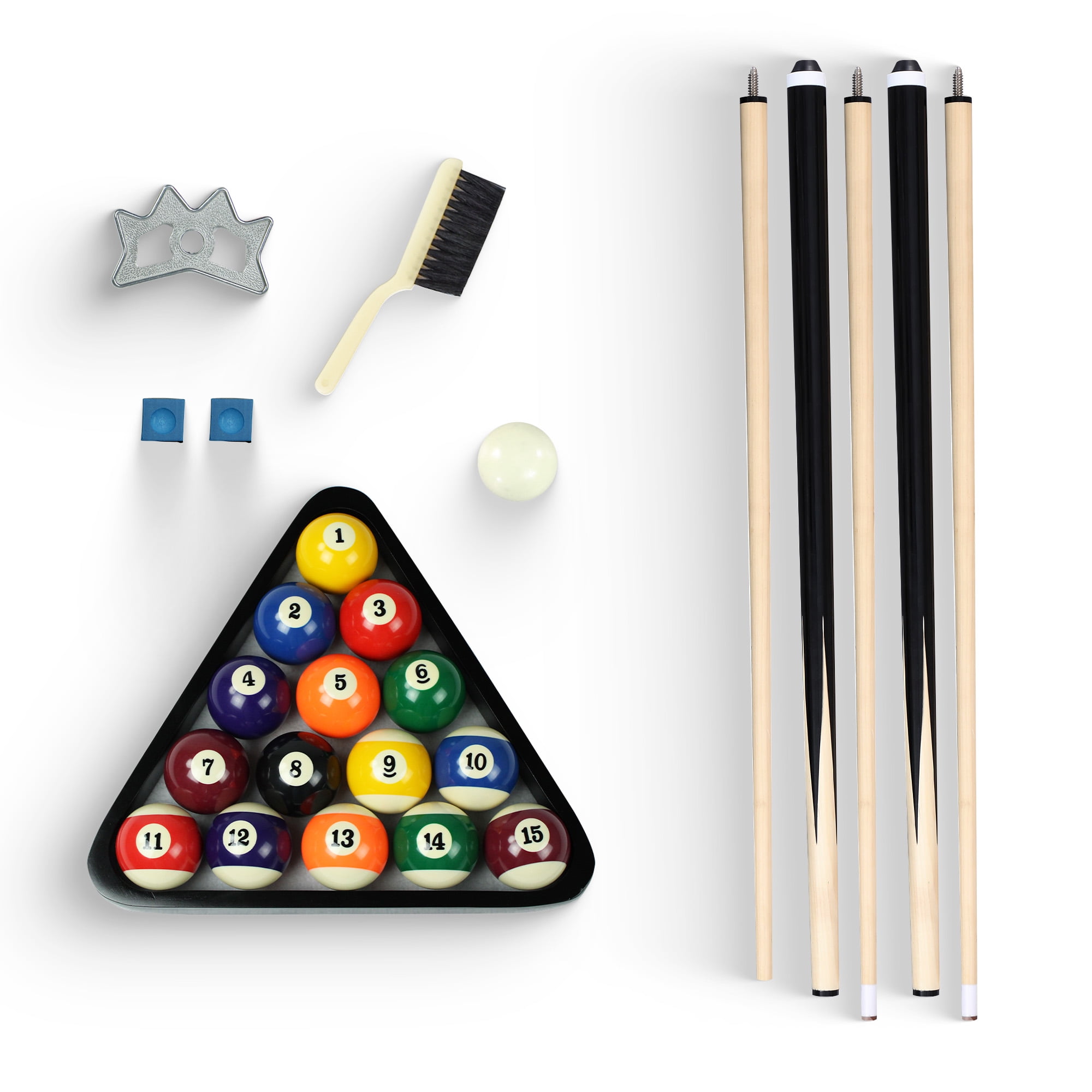 Multicolor Wood and Aluminum Billiard Accessory Kit, 31.5 x 14.5 in