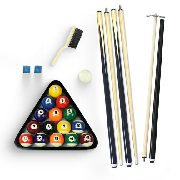 Hathaway Pool Table Billiard Accessory Kit with Cues, Rack, Chalk, Brush
