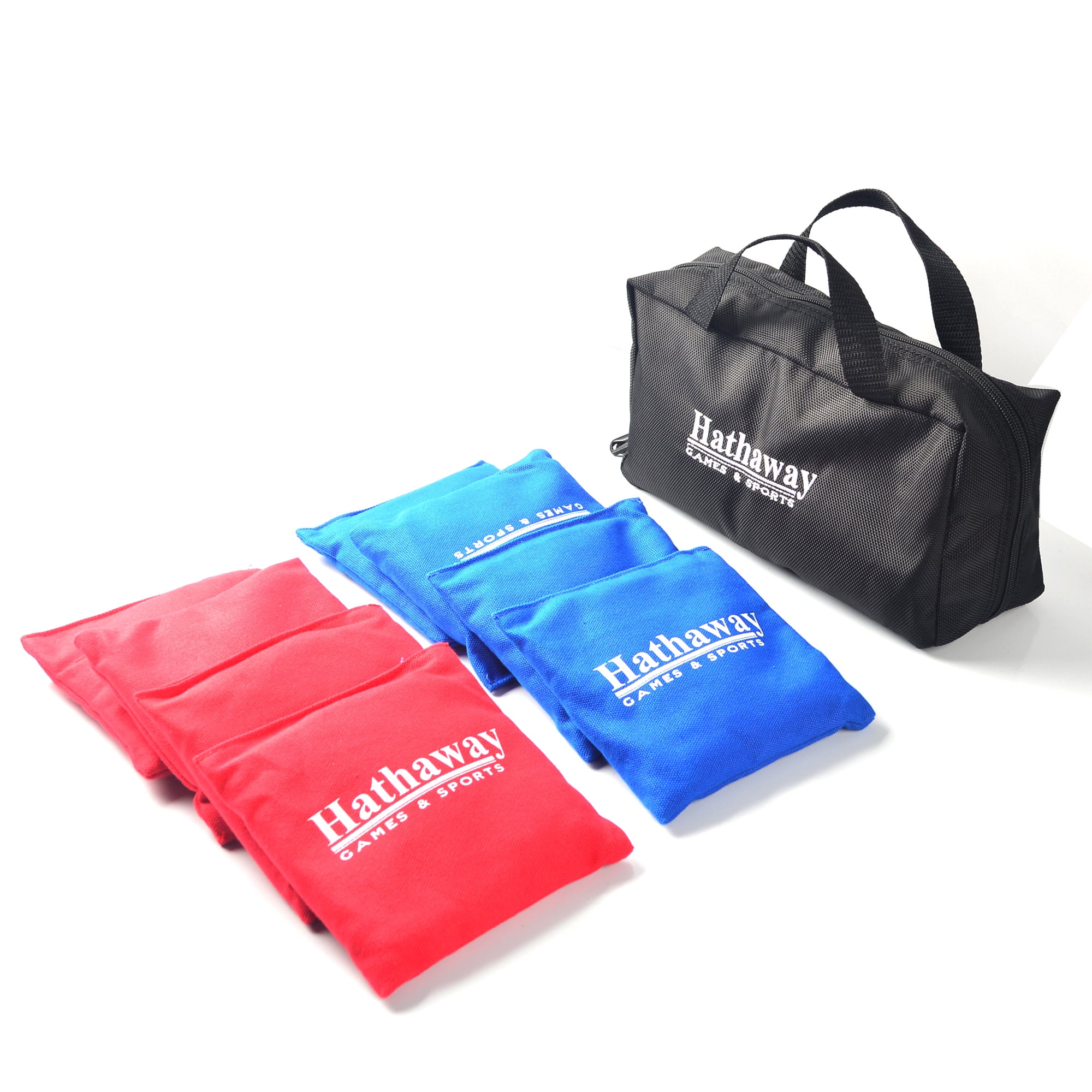 8 Piece Red and Blue Weather Resistant Cornhole Bag Set with Carry Case