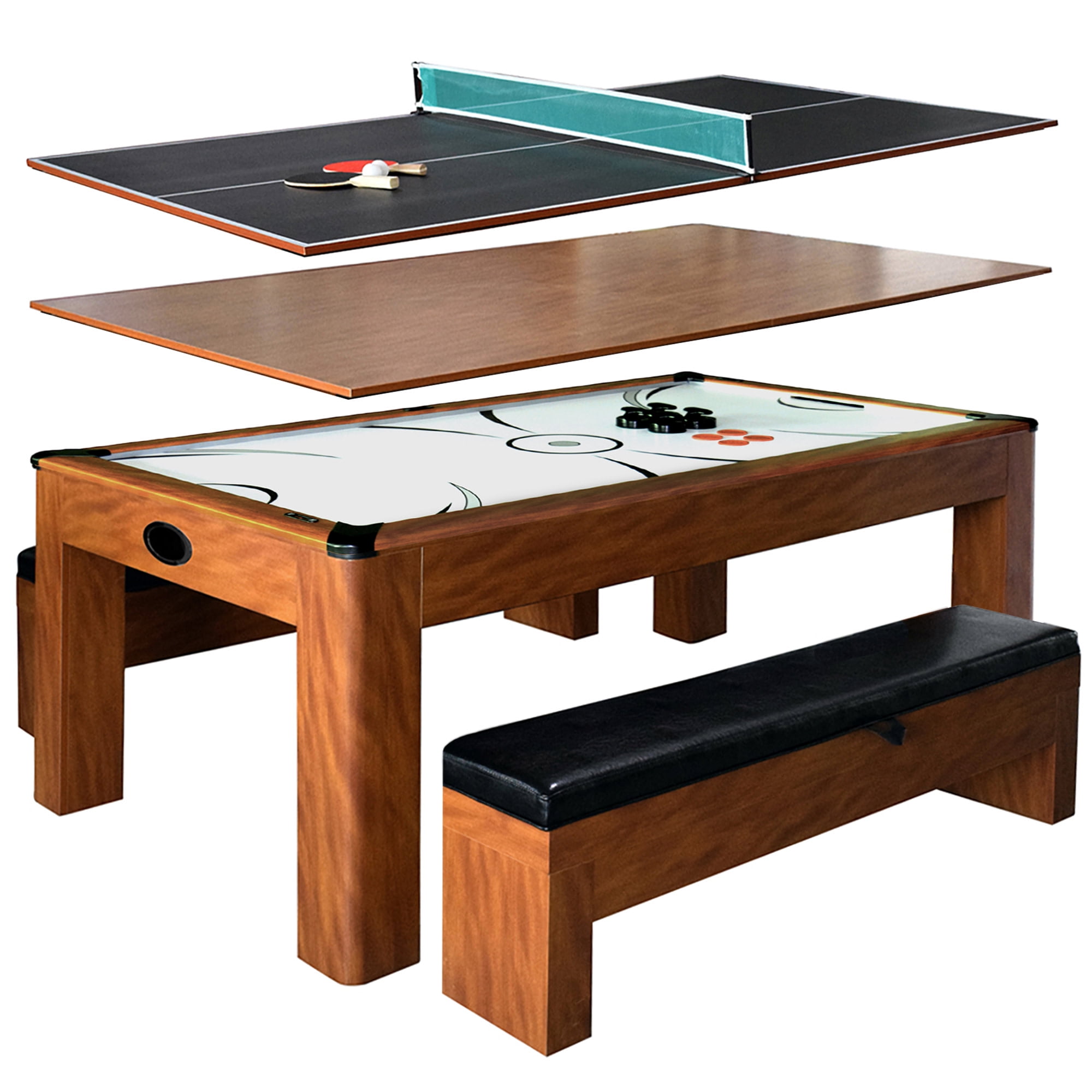84" Light Cherry MDF Multi-Functional Air Hockey Table with Benches
