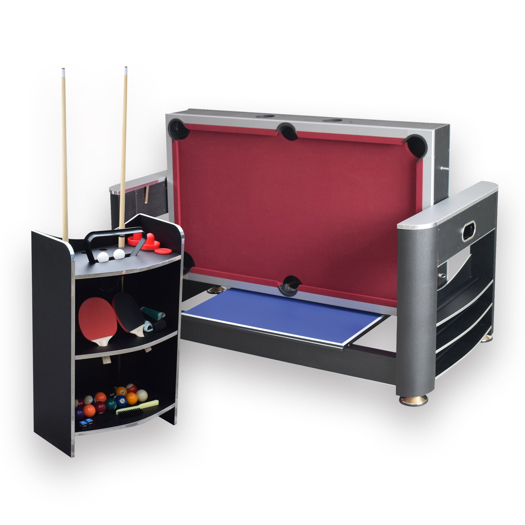 Triple Threat 6-ft 3-in-1 Multi Game Table with Billiards, Air Hockey, and Table Tennis