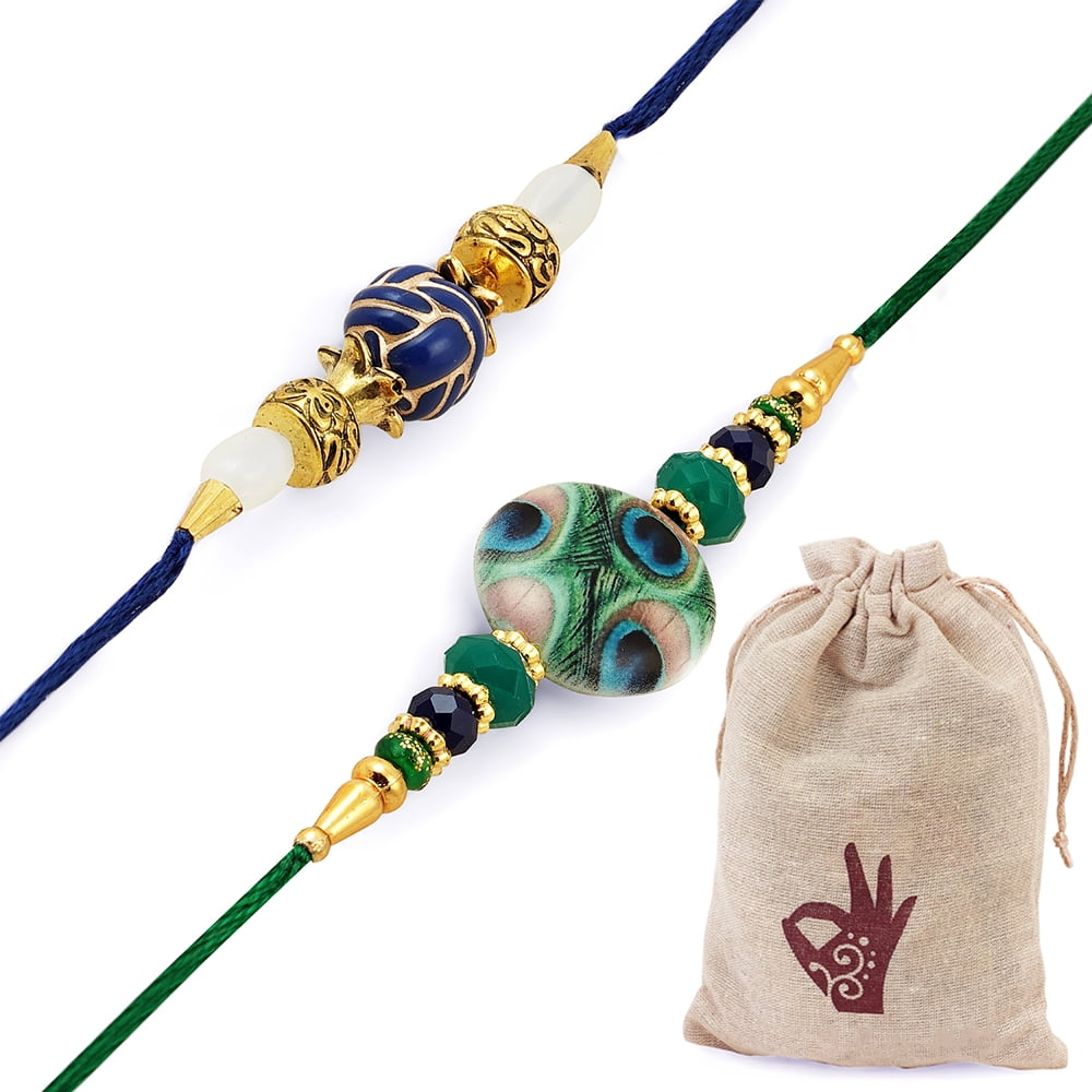 Hathkaam Designer Rakhi Voor Broer - Handgemaakt Armband Voor Raksha Bandhan | In Jute Zakje