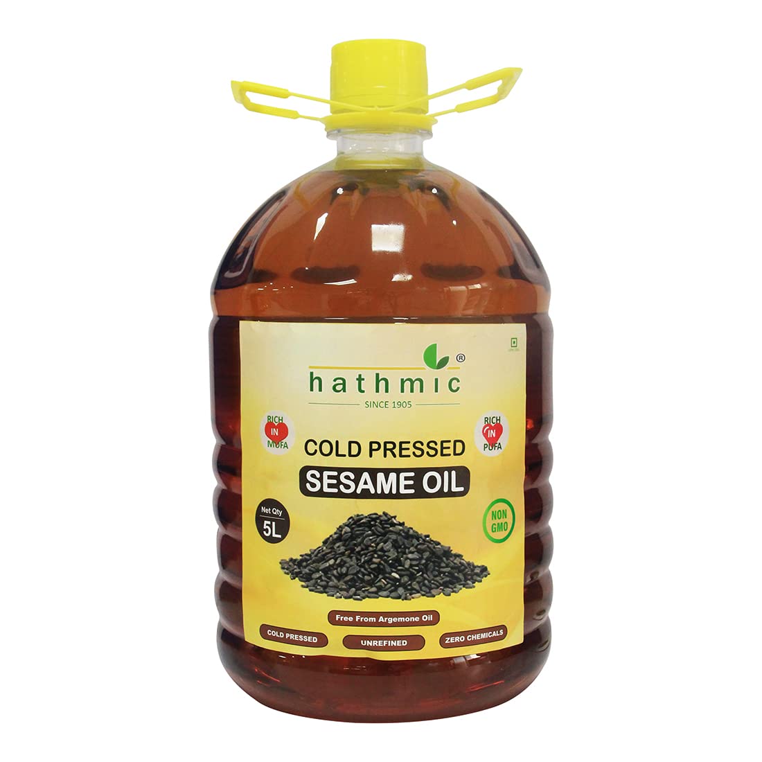 Hathmic Cold Pressed Sesame / Gingelly / Til Oil, 5L HDPE (Un Refined